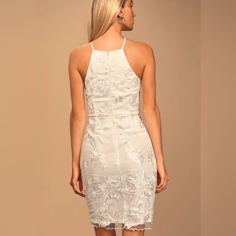 Lulu's Ivory Embroidered Floral Mini Dress - Picture 2 of 6